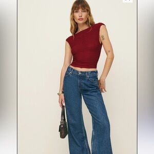Reformation Darra Knit Top Red - Size S